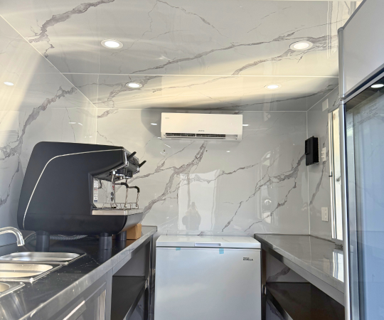 coffee trailer inside